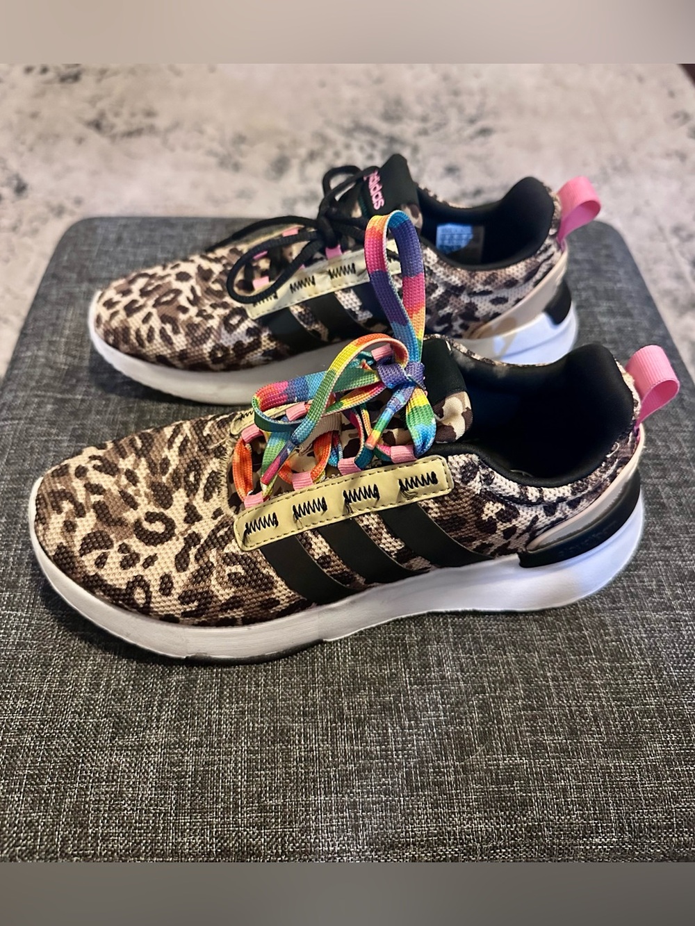 adidas Kids Leopard Print Racer TR21 Lace Up Sneakers - Picture 3 of 9